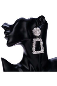 Cercei Big Vintage & Geometric, Argintiu, 7.0cmX3.2cm Cercei Big Vintage & Geometric, Argintiu, 7.0cmX3.2cm