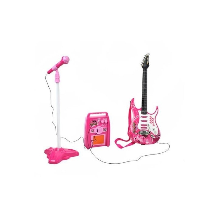 Iso Trade Elektromos Gitár, mikrofonnal, gyerekeknek, rózsaszín