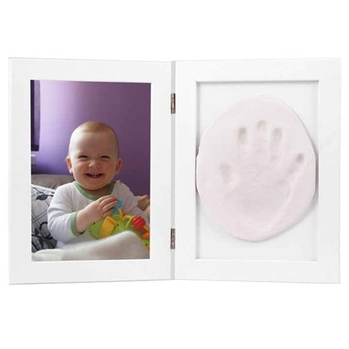 Фоторамка с комплект за бебешки отпечатъци Baby HandPrint Memory Frame, Бяла