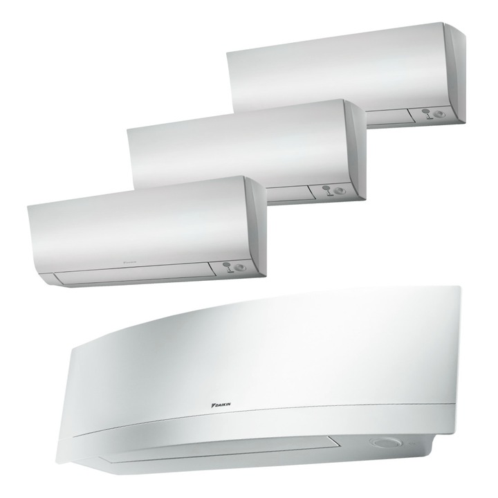 Sistem aer conditionat Daikin pentru 4 incaperi, multisplit, capacitate 6,80 kW, 12000 btu Emura White + 3x7000 btu Perfera , Refrigerant R32, clasa A+++/A++, Bluevolution Inverter + ansamblu asimetric de amortizoare VibraZerro RX60XL