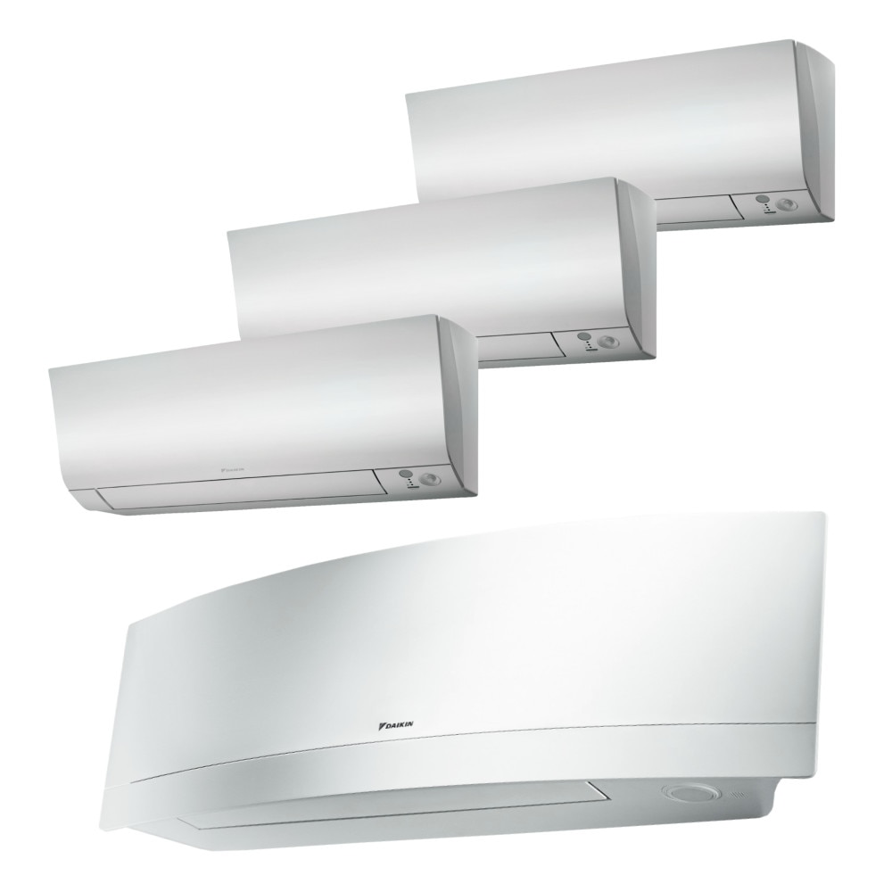 Sistem aer conditionat Daikin pentru 4 incaperi, multisplit, capacitate 8,00 kW, 18000 btu Emura White + 3x9000 btu Perfera, Refrigerant R32, clasa A+++/A++, Bluevolution Inverter + ansamblu asimetric de amortizoare VibraZerro RX60XL