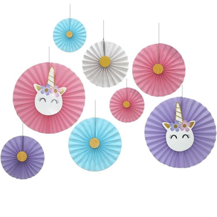 Ghirlanda Evantai Multicolor Unicorn, 8 piese