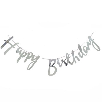 Banner Carton, Happy Birthday, Argintiu Banner Carton, Happy Birthday, Argintiu