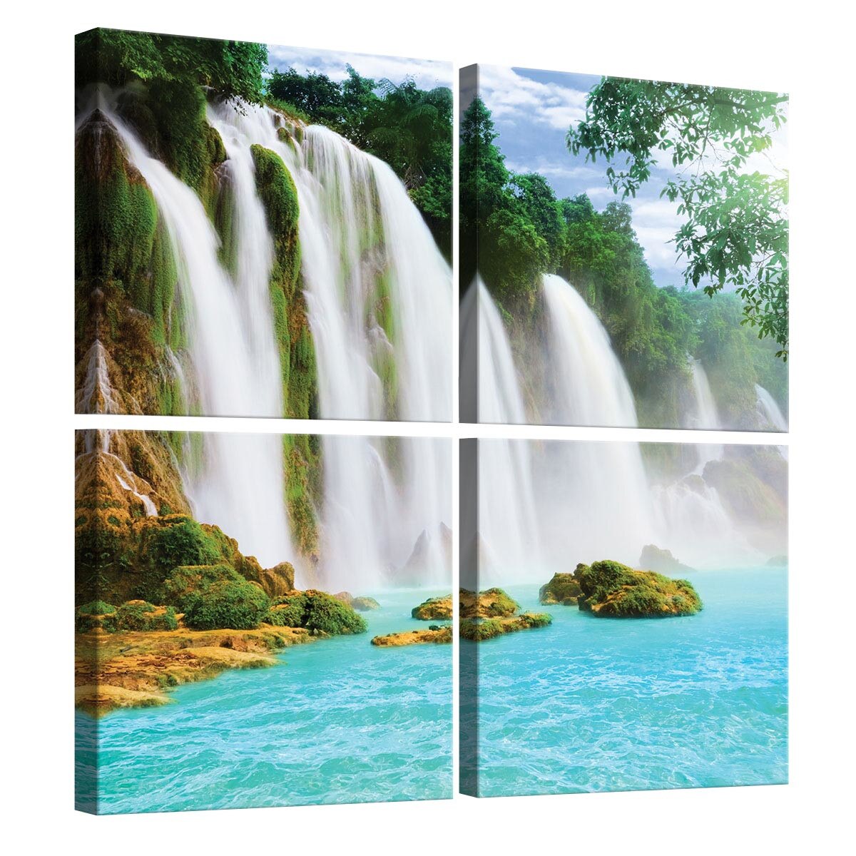 Set Tablouri DEGRETS 78598 Canvas, 50 x 50 cm, 4 piese (4x25x25 cm), Cascada Paradis 1 3D