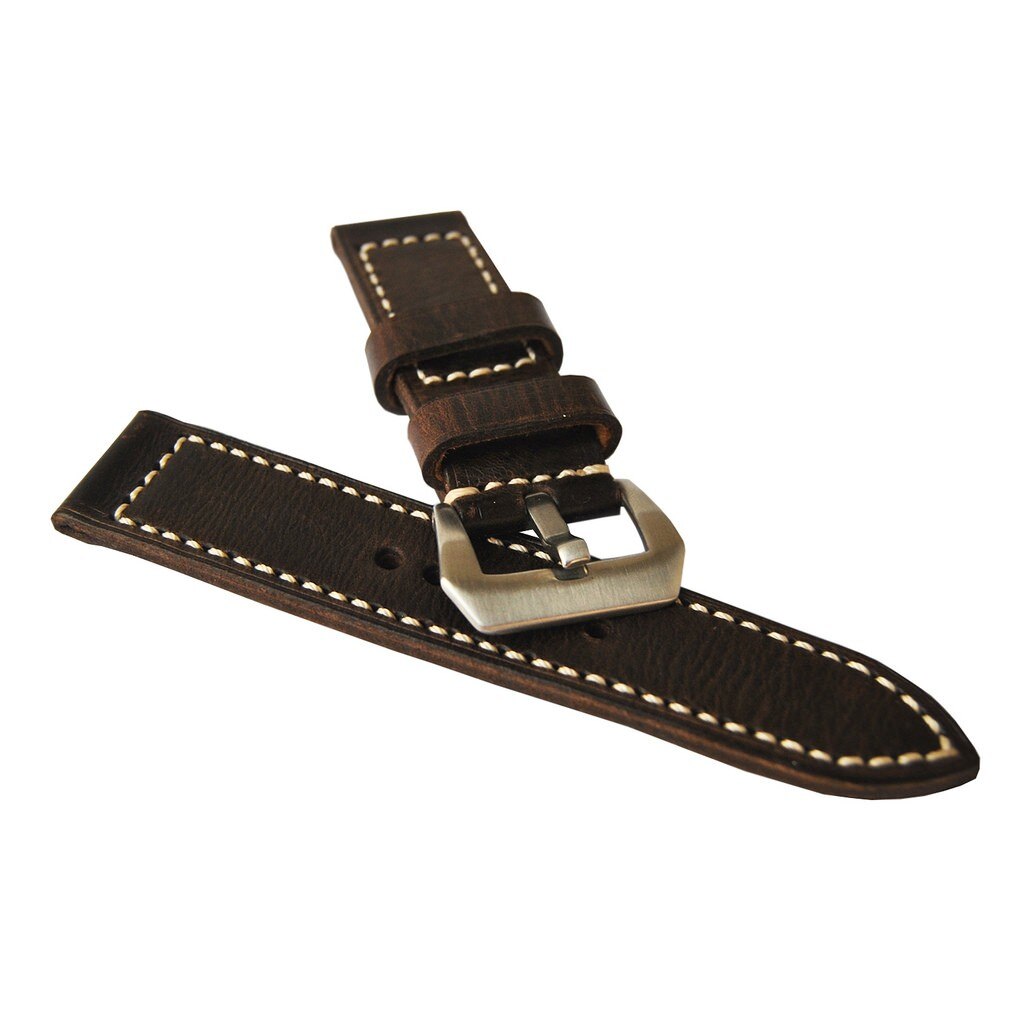 Curea handmade pentru ceas, din piele de vitel, Maro