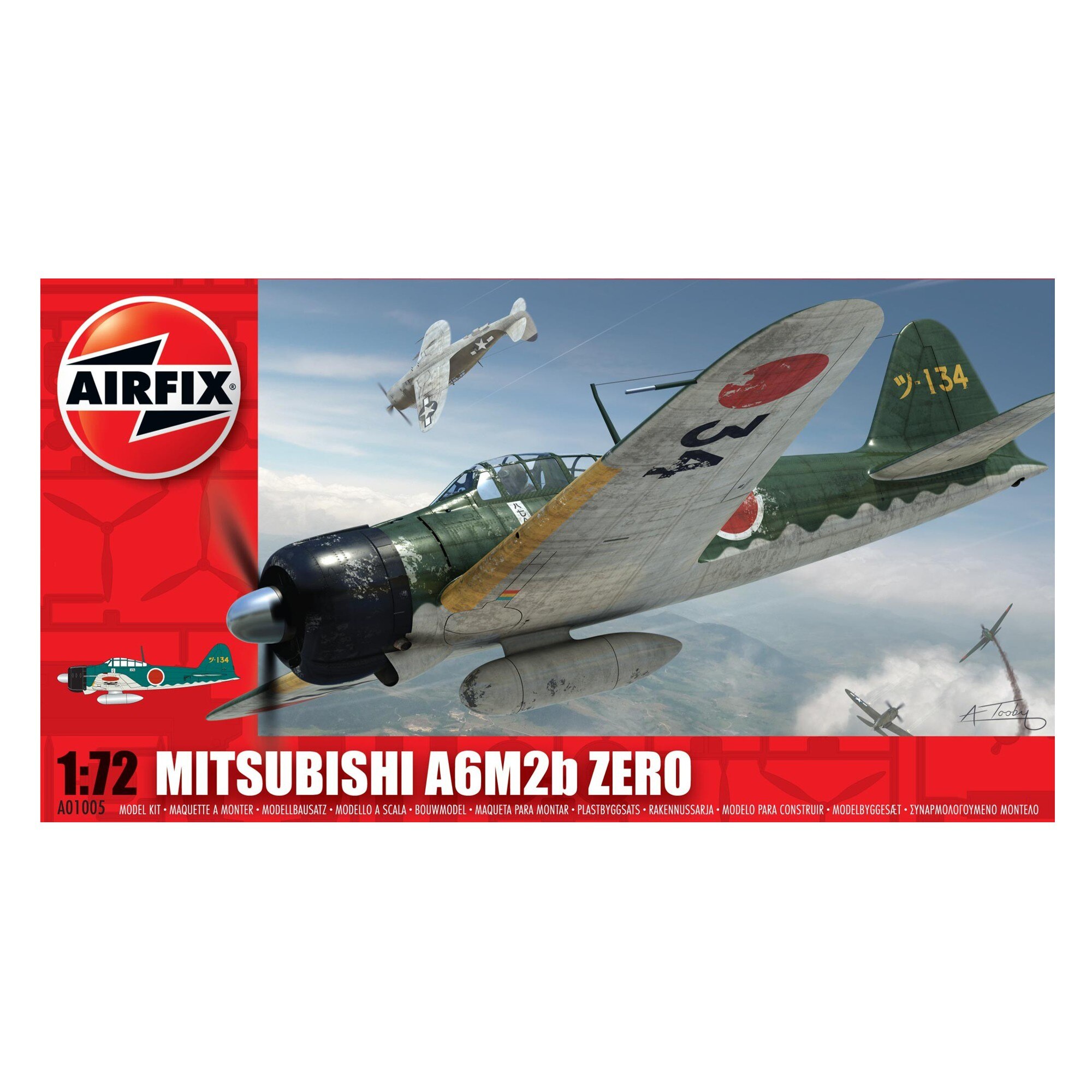 Kit aeromodele Airfix 01005 Avion Mitsubishi A6M2b Zero Scara 1:72