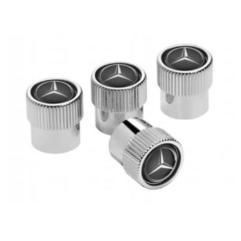 Set 4 buc Capace Ventil, Mercedes-Benz, Argintiu-Negru Set 4 buc Capace Ventil, Mercedes-Benz, Argintiu-Negru