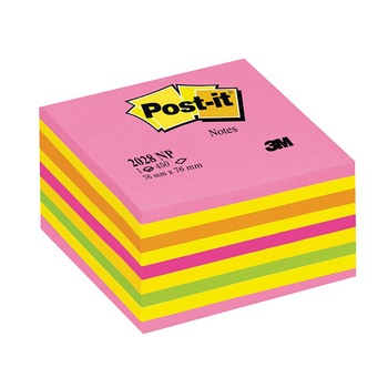 Notes adeziv 76x76mm 450f cub neon Post-it 3M Roz/Galben Notes adeziv 76x76mm 450f cub neon Post-it 3M Roz/Galben