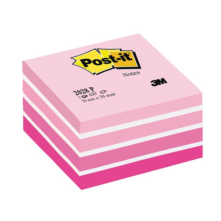 3M Postit öntapadó jegyzettömb, 76x76 mm, 450 lap, aquarell pink
