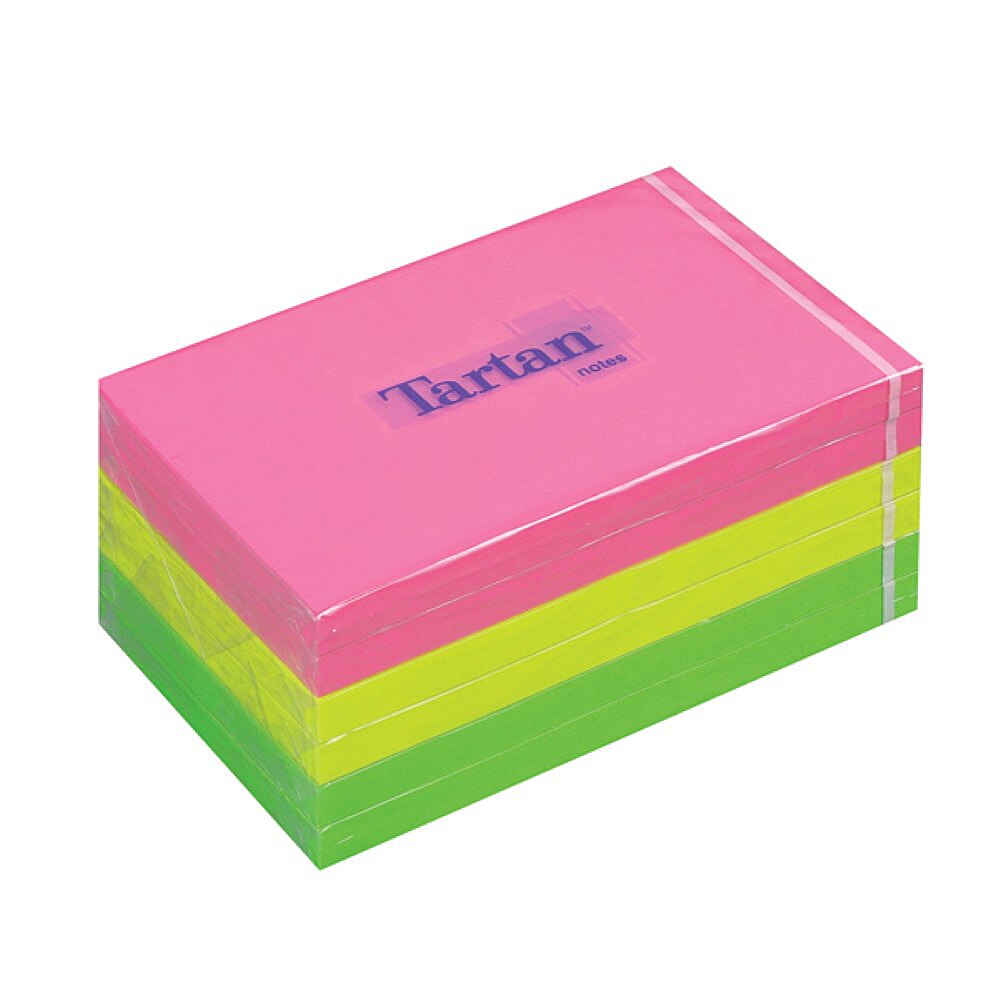 Notite Adezive 3M Tartan, 76 x 127 mm, 3 Culori, 100 File, 6 Buc/Set