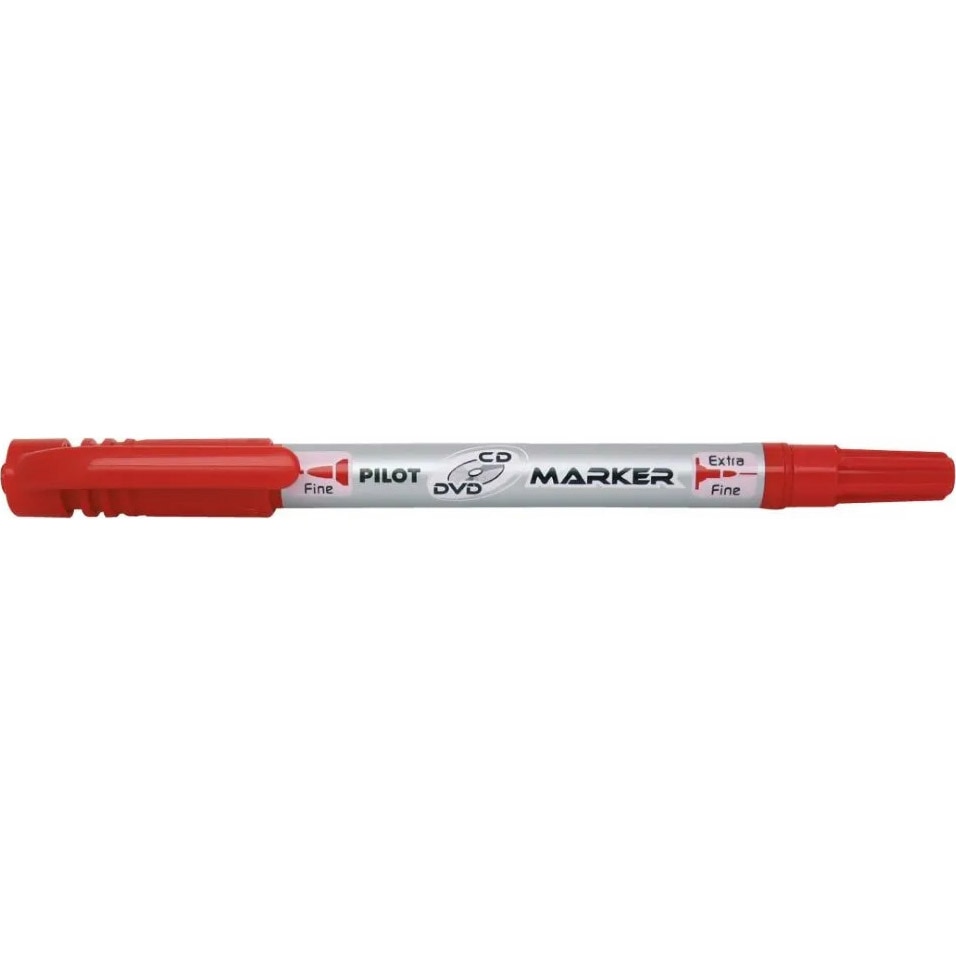 Marker Permanent Pilot Twin, pentru CD/DVD, 0.4 mm, Rosu