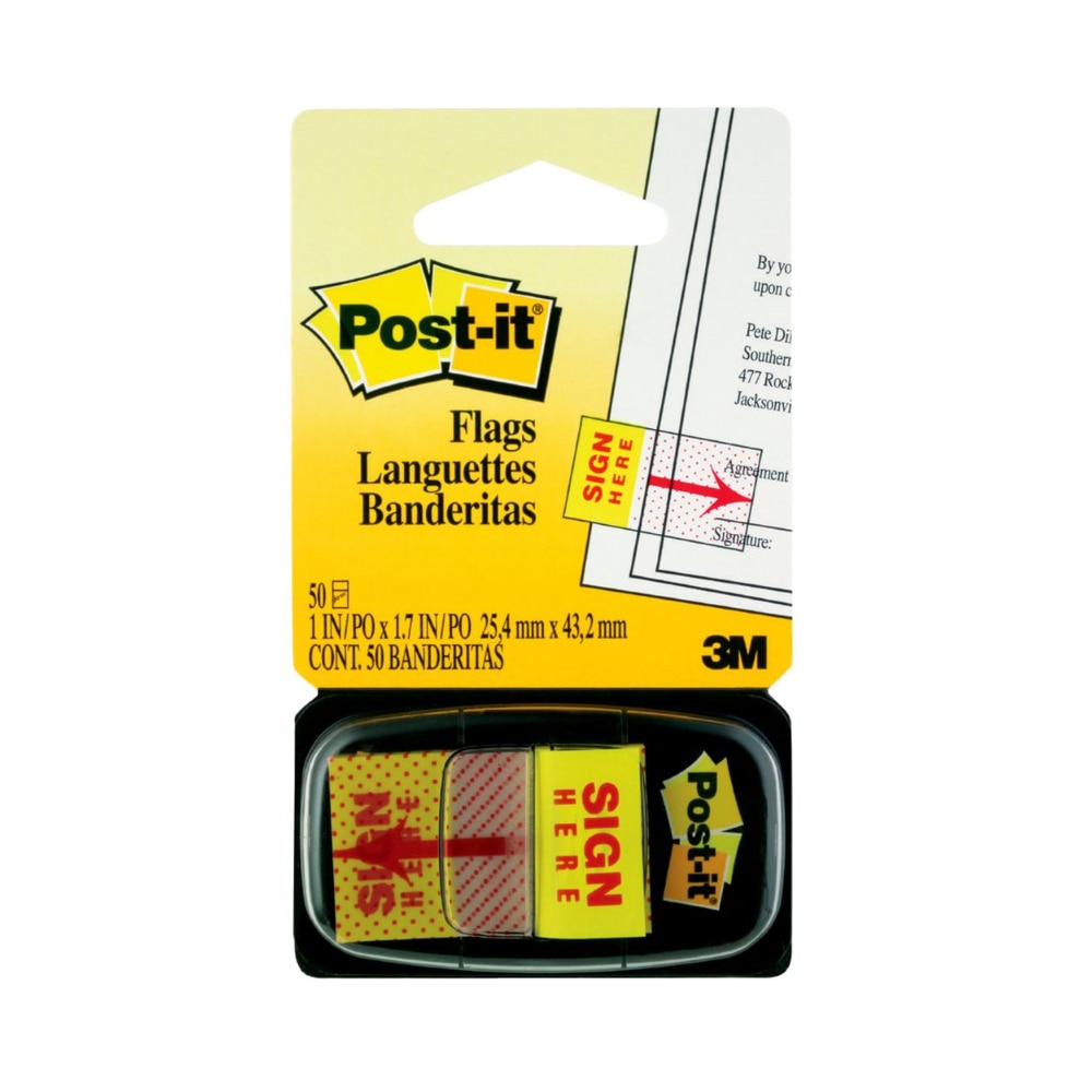 Index Plastic 3M Post-It, Sign Here, 25.4 x 43.7 mm, 50 File