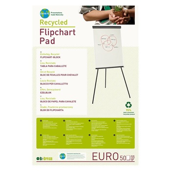 Hartie pentru Flipchart Bi-Silque, Reciclata, 100 x 65 cm, 70 g/mp, Alba, 50 Coli/Top Hartie pentru Flipchart Bi-Silque, Reciclata, 100 x 65 cm, 70 g/mp, Alba, 50 Coli/Top