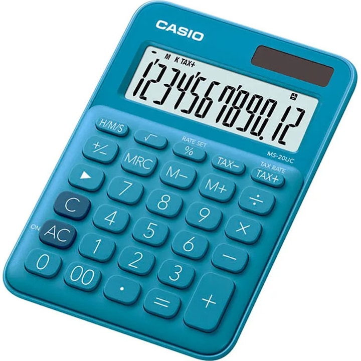 Calculator de Birou Casio Ms-20Uc, Mediu, 12 Digit, Albastru