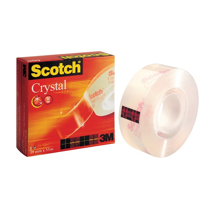 Тиксо 3M Scotch Crystal Clear, 19 мм x 33 м, Transparent