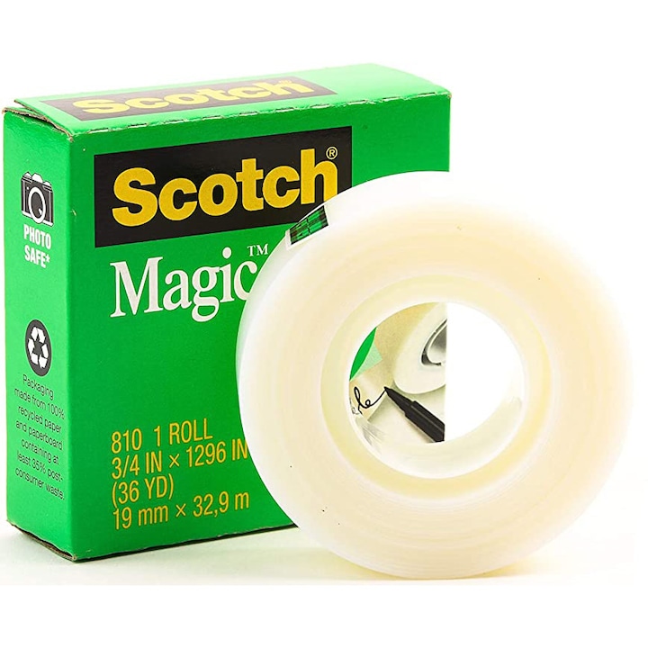 Тиксо 3M Magic Tape Scotch, 19 мм x 33 м, Transparent