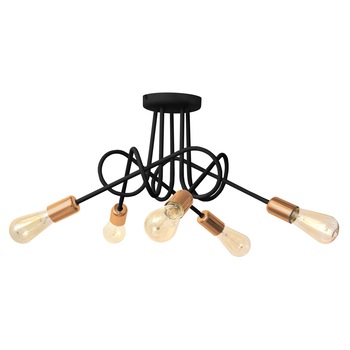 Lustra Cojom Intor, E27, 5 becuri, E27, Metal, Negru/Cupru Lustra Cojom Intor, E27, 5 becuri, E27, Metal, Negru/Cupru