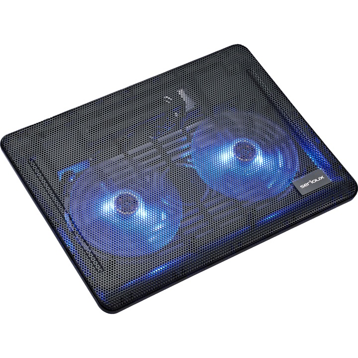 Cooler laptop Serioux NCP007, 10-15.6", 2 ventilatoare, USB, negru