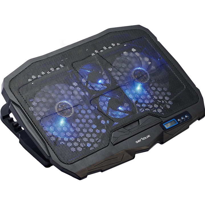 Cooler laptop Serioux NCP025, 10-17.3", 4 ventilatoare, USB, negru