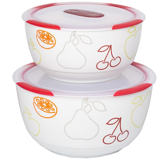 Oursson Set de 2 boluri de ceramică salate Visiniu, 3 litri