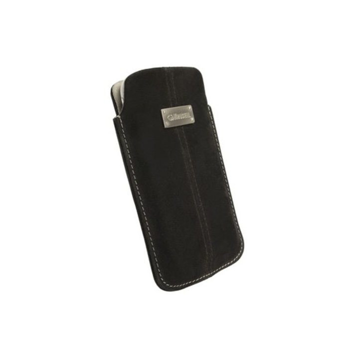 Калъф Krusell Luna Pouch L Nubuck за iPhone 4/4S, HTC, Sony, Samsung, Nokia и мобилни телефони, Кожа, Черен