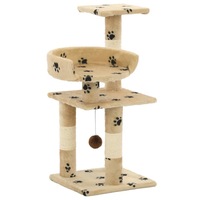 ansamblu de joaca pentru pisici vidaxl plus cu platou de joaca si stalpi cu funie de sisal bej 65 cm imprimeu labute imagen 19_0_
0