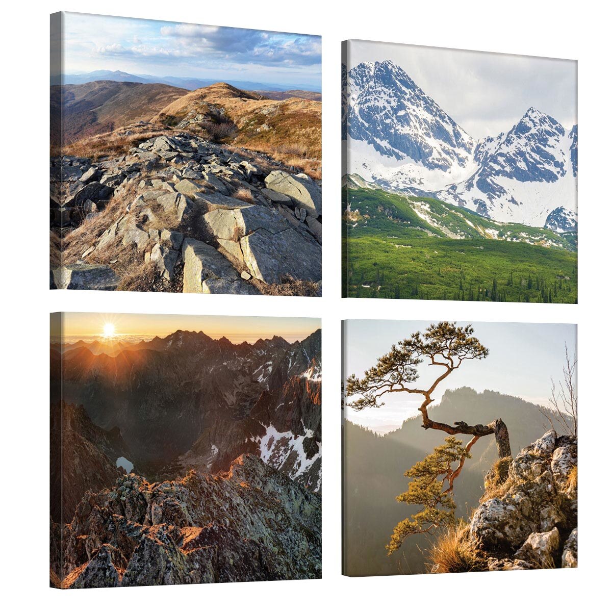 Set Tablouri DEGRETS 78602 Canvas, 50 x 50 cm, 4 piese (4x25x25 cm), Peisaje de munte 1