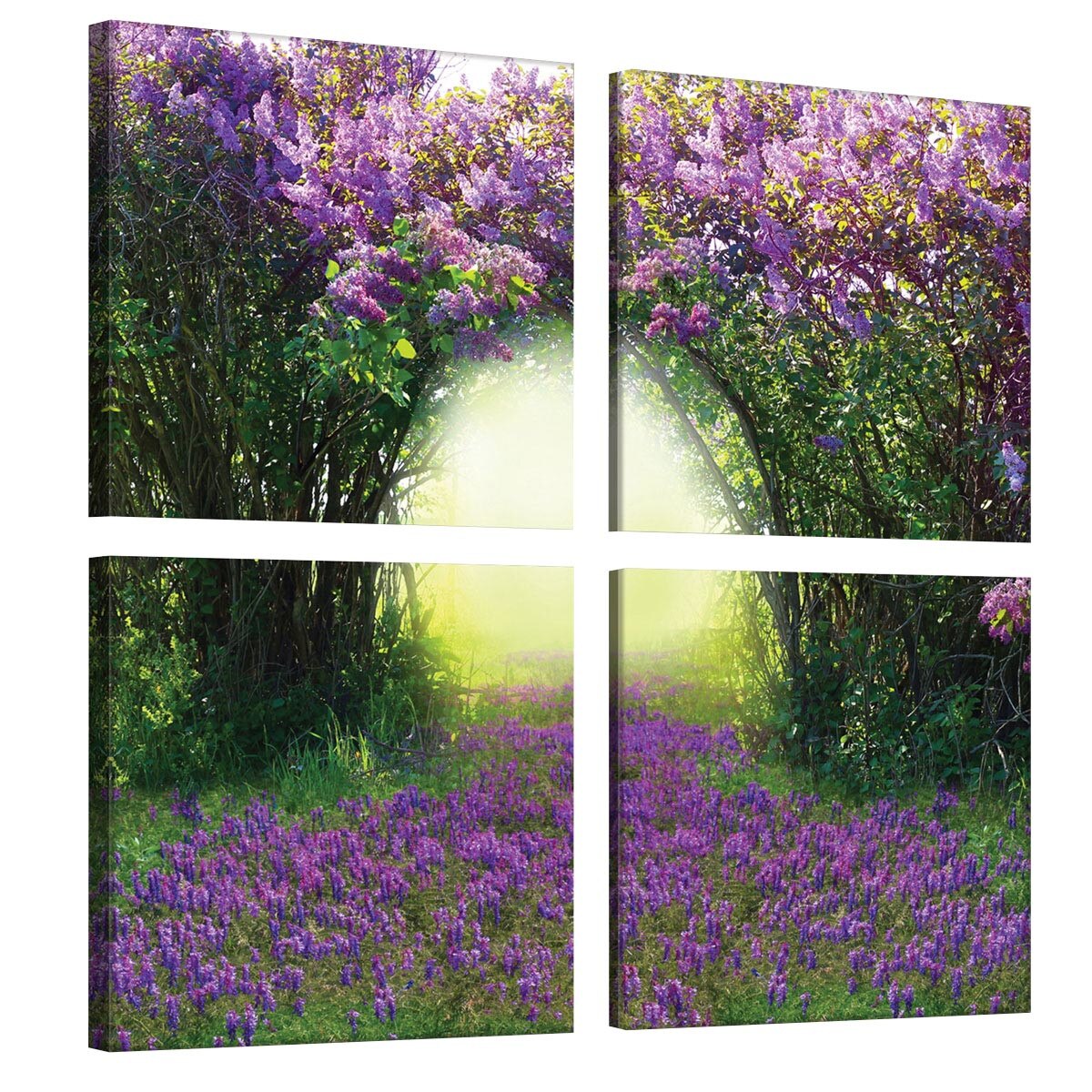 Set Tablouri DEGRETS 78605 Canvas, 50 x 50 cm, 4 piese (4x25x25 cm), Cale liliac