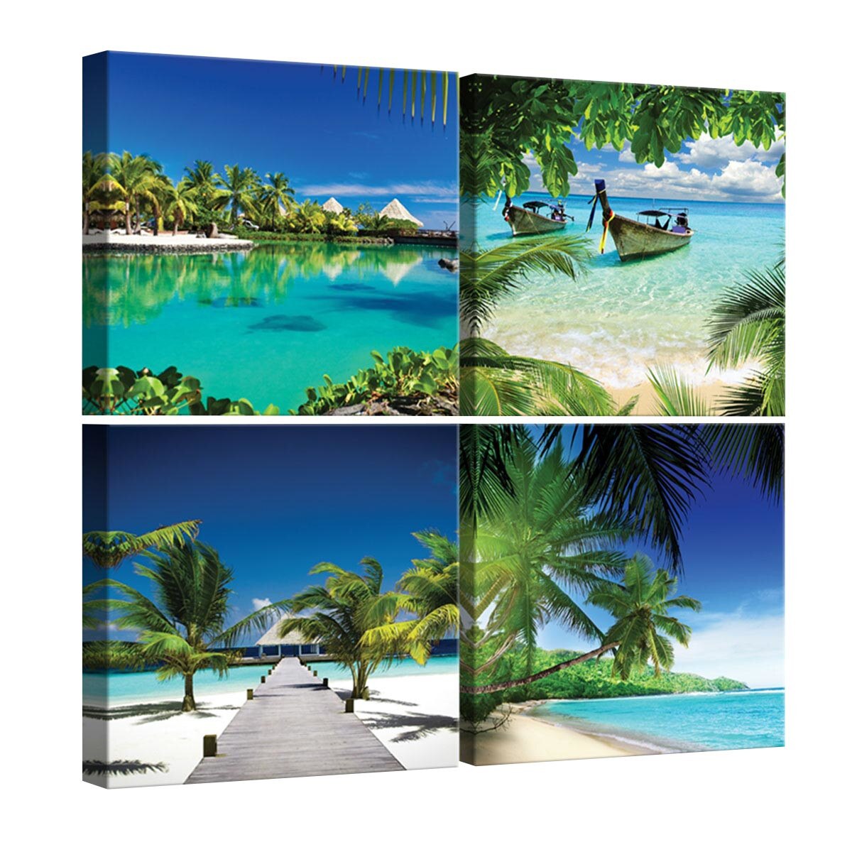 Set Tablouri DEGRETS 78612 Canvas, 50 x 50 cm, 4 piese (4x25x25 cm), Plaje exotice 2