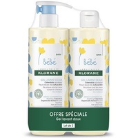 Pachet Gel spumant pentru par si corp Klorane Bebe, 2x500 ml