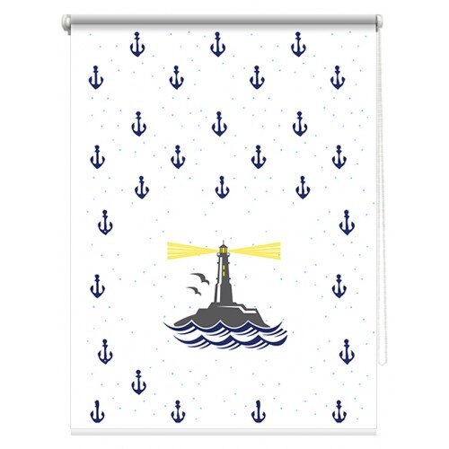 Rulou textil printat, model Navy 1, material translucid, dimensiune kit 80x185 cm, dimensiune panza 76x185 cm