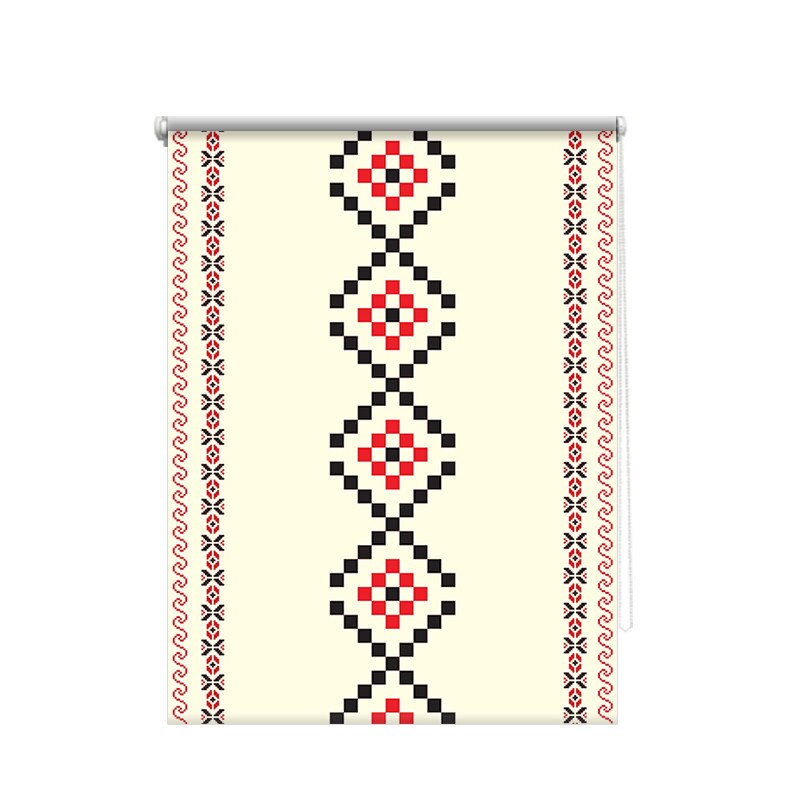 Rulou textil printat, model Traditional 1, material opac, dimensiune kit 62x185 cm, dimensiune panza 58x185 cm