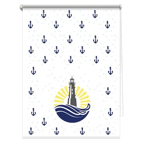 Rulou textil printat, model Navy 4, material translucid, dimensiune kit 62x185 cm, dimensiune panza 58x185 cm