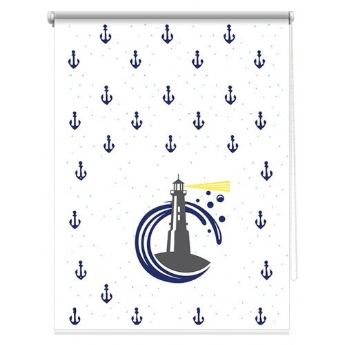 Rulou textil printat, model Navy 3, material opac, dimensiune kit 80x185 cm, dimensiune panza 76x185 cm