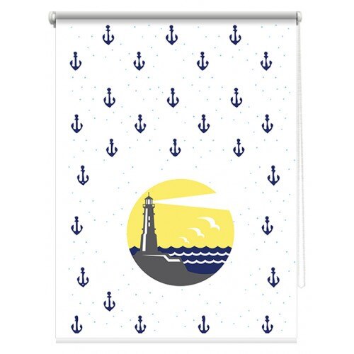 Rulou textil printat, model Navy 2, material translucid, dimensiune kit 80x185 cm, dimensiune panza 76x185 cm