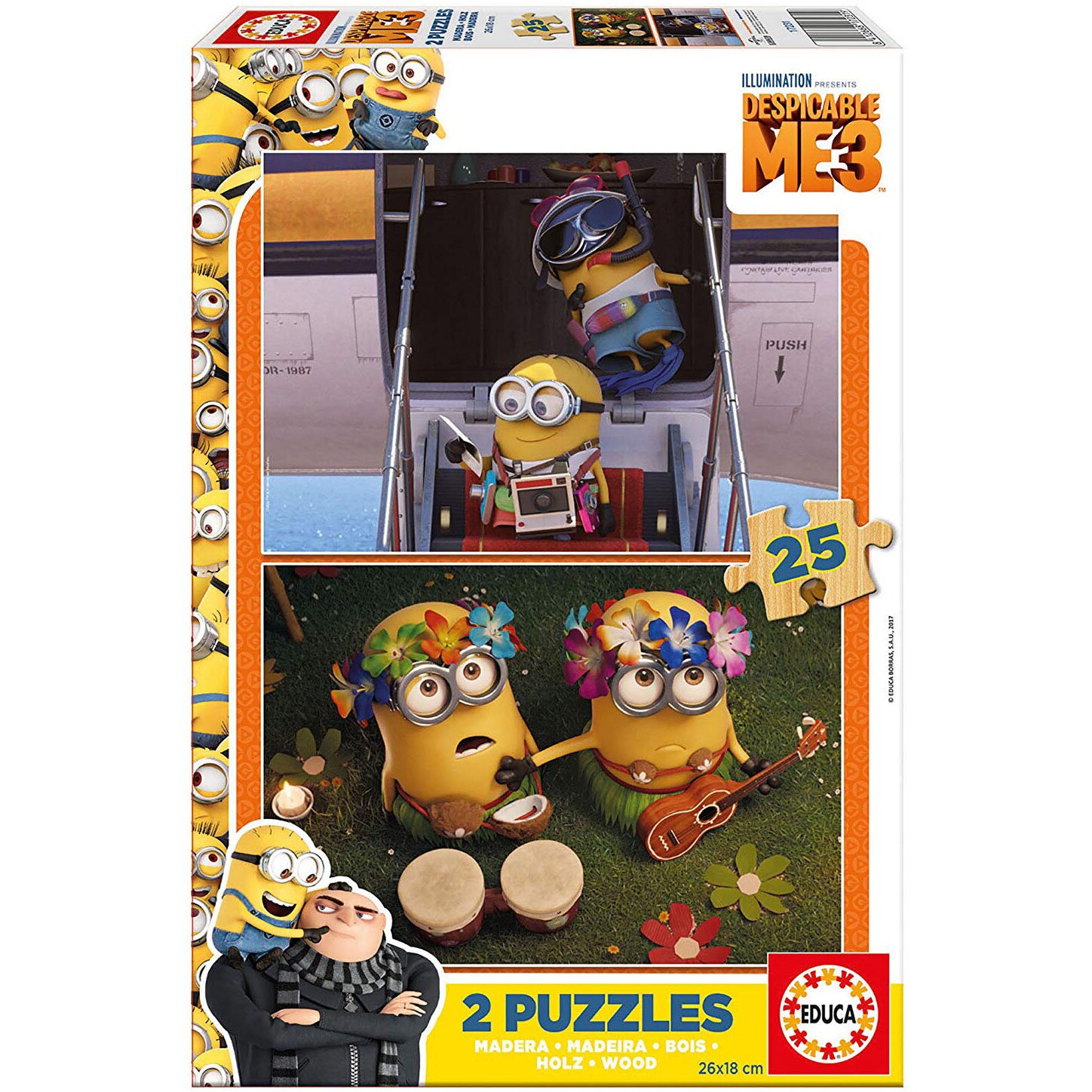 Puzzle din lemn Educa - Minions, 2x25 piese (17231)