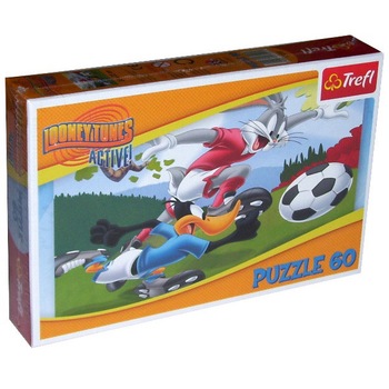 Puzzle Trefl - Bugs Bunny, Daffy Duck - The match!, 60 piese (40550) Puzzle Trefl - Bugs Bunny, Daffy Duck - The match!, 60 piese (40550)