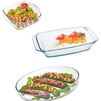 Set Simax 3 vase termorezistente: 1 vas patrat (capacitate 1.60 l); 1 vas rectangular (capacitate 2.40 l); 1 vas oval (capacitate 4.00 l) Set Simax 3 vase termorezistente: 1 vas patrat (capacitate 1.60 l); 1 vas rectangular (capacitate 2.40 l); 1 vas oval (capacitate 4.00 l)