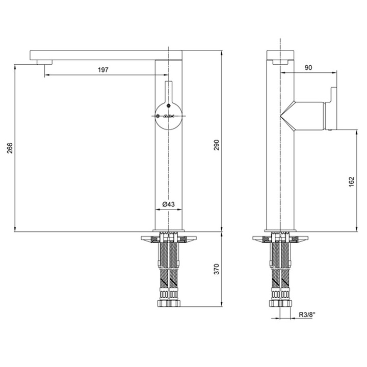 Смесител за умивалник стоящ висок ECA, серия MINA