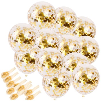 Set 10 Baloane Cu Confetti, Auriu, 10 inchi Set 10 Baloane Cu Confetti, Auriu, 10 inchi
