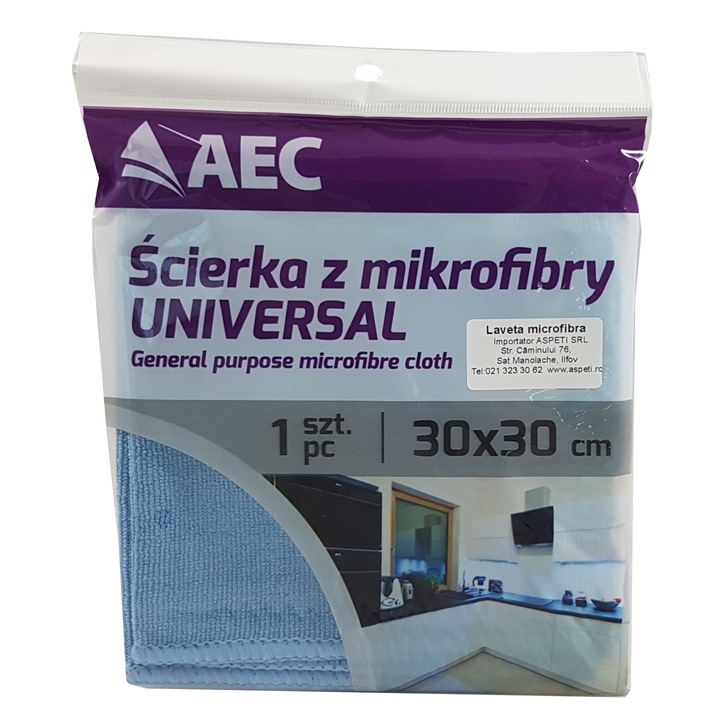 Laveta universala microfibra, AEC, 30 x 30 cm, 1 buc