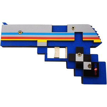 Pistol Minecraft cu elastice, lemn Albastru Pistol Minecraft cu elastice, lemn Albastru