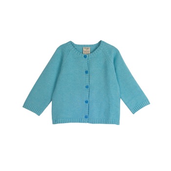 Cardigan pentru zile fericite, bumbac organic, turcoaz, fete Cardigan pentru zile fericite, bumbac organic, turcoaz, fete
