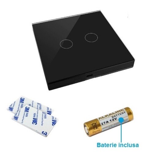 Telecomanda din sticla cu touch dublu negru