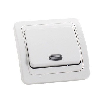 Intrerupator simplu cu indicator luminos, Comtec, incastrat, ceramica, rama inclusa, alb Intrerupator simplu cu indicator luminos, Comtec, incastrat, ceramica, rama inclusa, alb