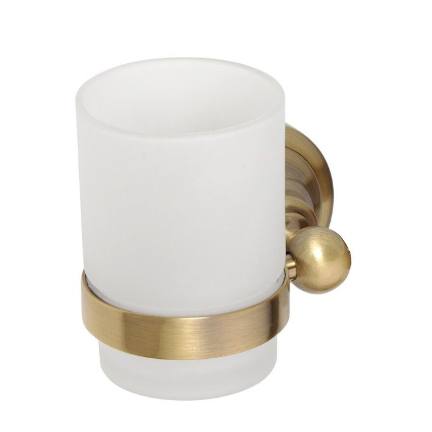 Suport cu pahar din sticla pentru baie , alama , stilo retro bronz