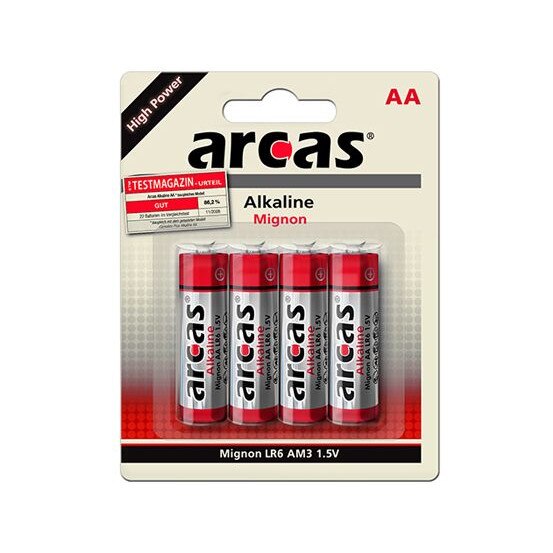Baterii alcaline AA, R6, Arcas High Power, blister 4 baterii