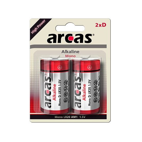 Baterii alcaline R20, D, Arcas High Power, blister 2 baterii