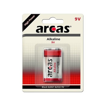 Baterii alcaline 9V, 6LF22, Arcas High Power, blister 1 baterie Baterii alcaline 9V, 6LF22, Arcas High Power, blister 1 baterie