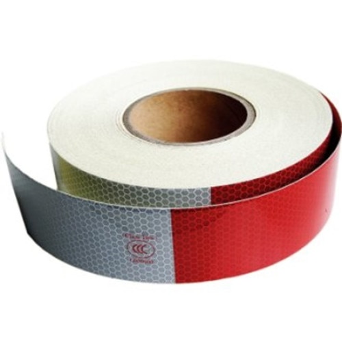 Banda reflectorizanta dreapta tip fagure alba/rosie 5cm x 50m HL